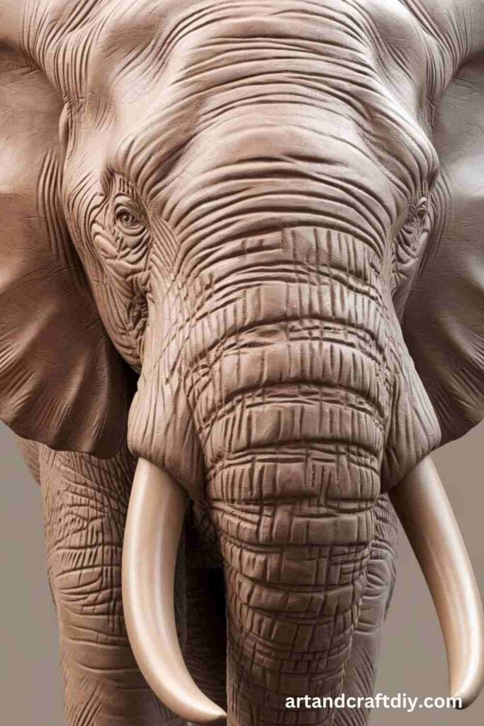 Elephant Bust in Clay