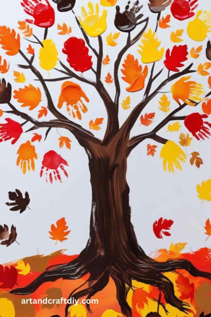 Fall Tree with Fingerprint Leaves