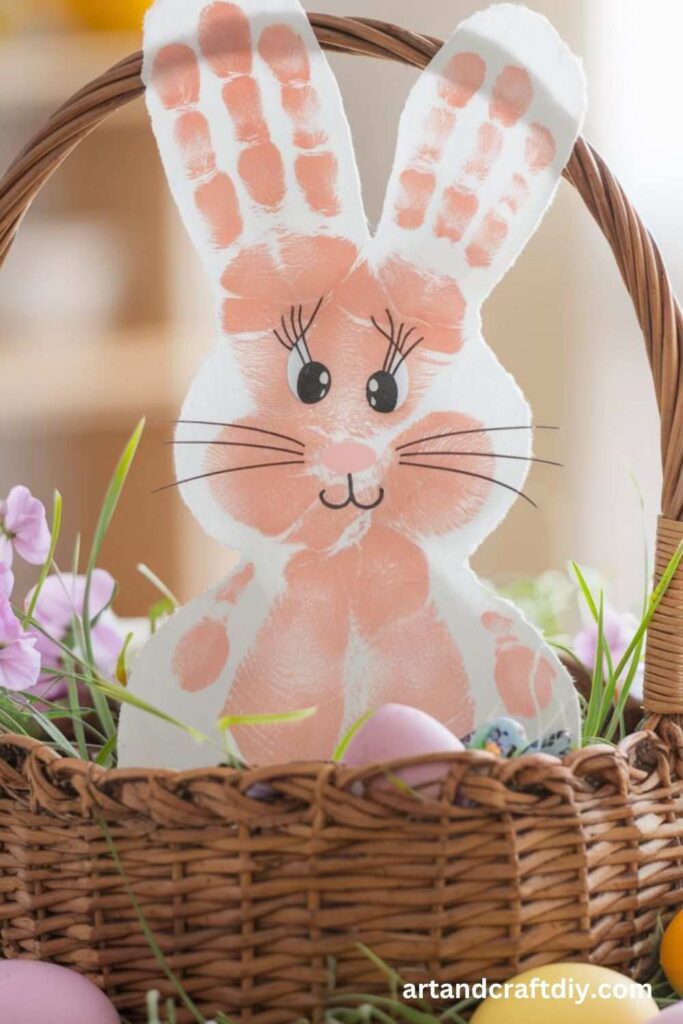 Handprint Bunny in a Basket