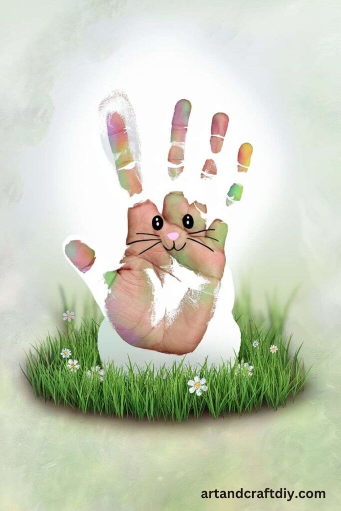 Handprint Bunny in the Grass