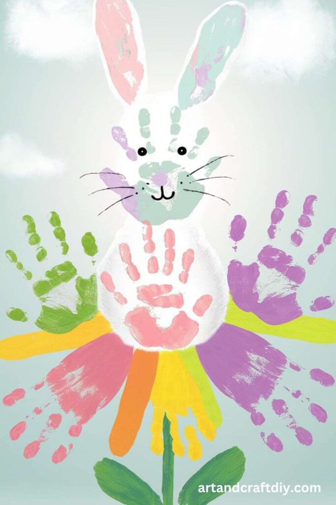 Handprint Bunny on a Flower