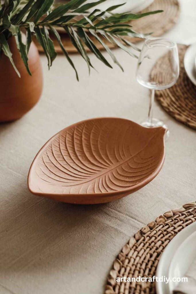Leaf-Shaped Clay Napkin Bowl
