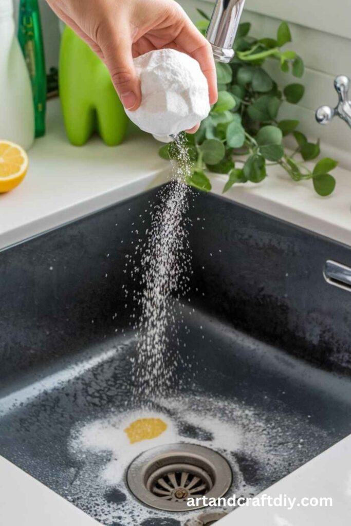 Refresh a Smelly Sink with Lemon and Baking Soda