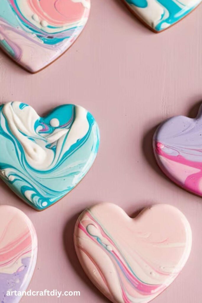 Shaving Cream Marbled Heart Coasters