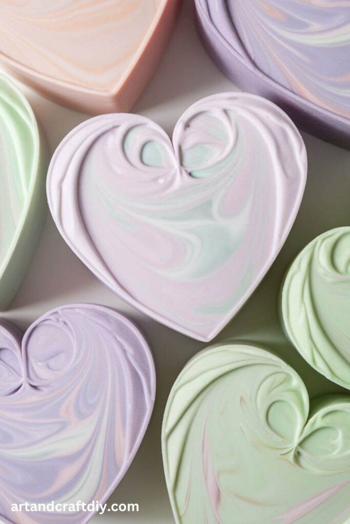 Shaving Cream Marbled Heart Soap Bars