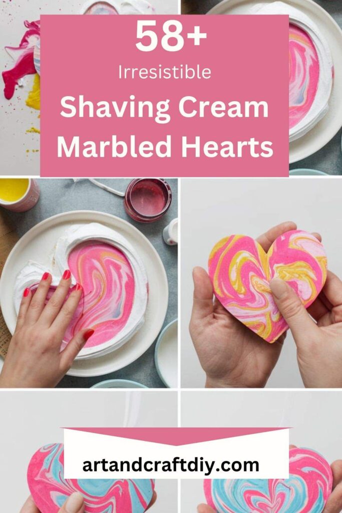 Shaving Cream Marbled Hearts