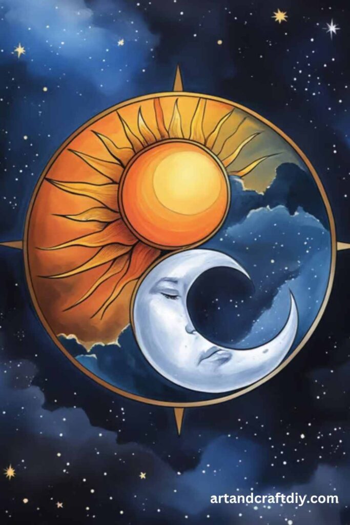 Sun and Moon Yin-Yang Circle