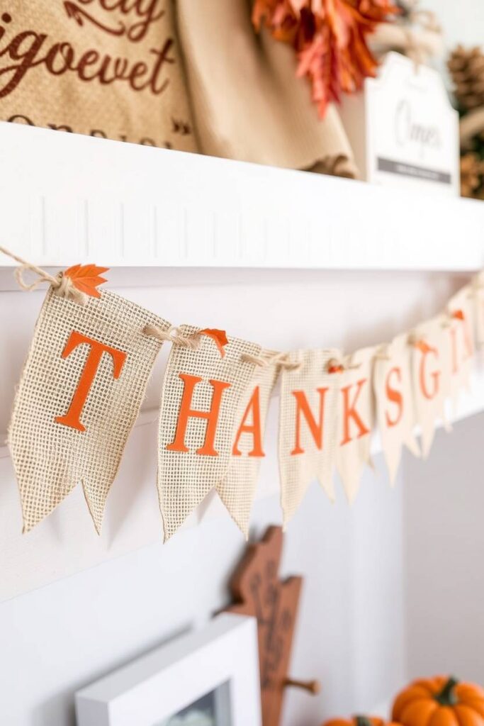 Burlap Thankful Banner