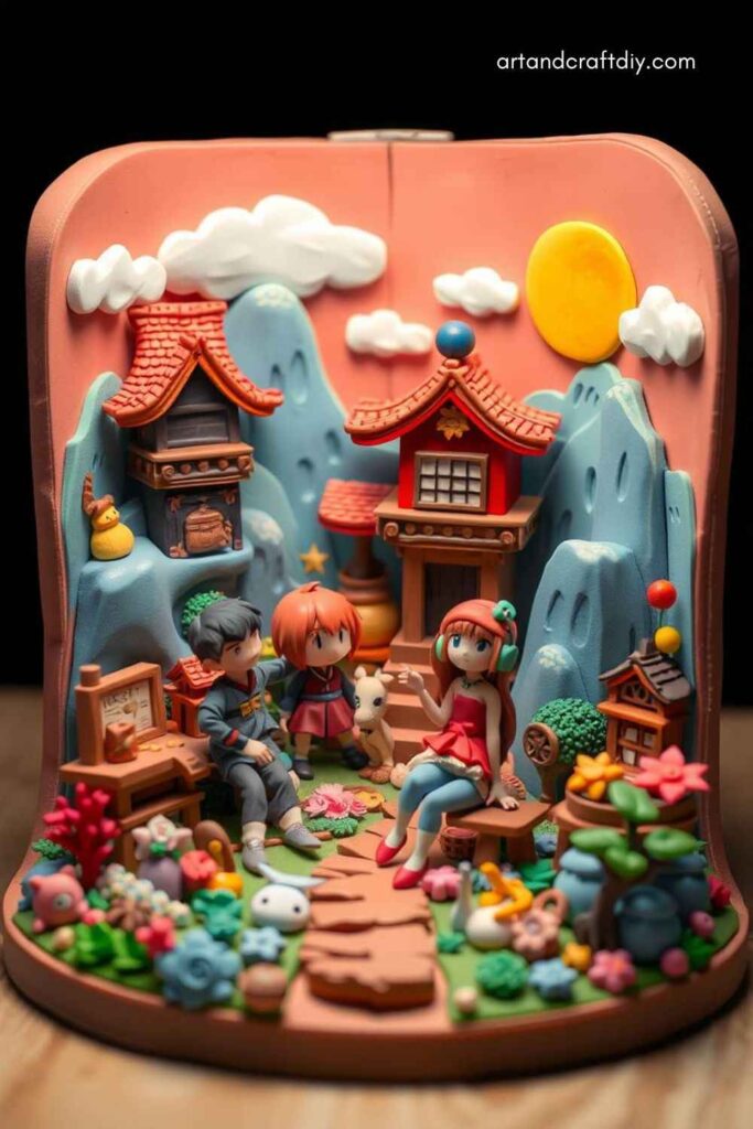 Clay Dioramas of Anime Scenes