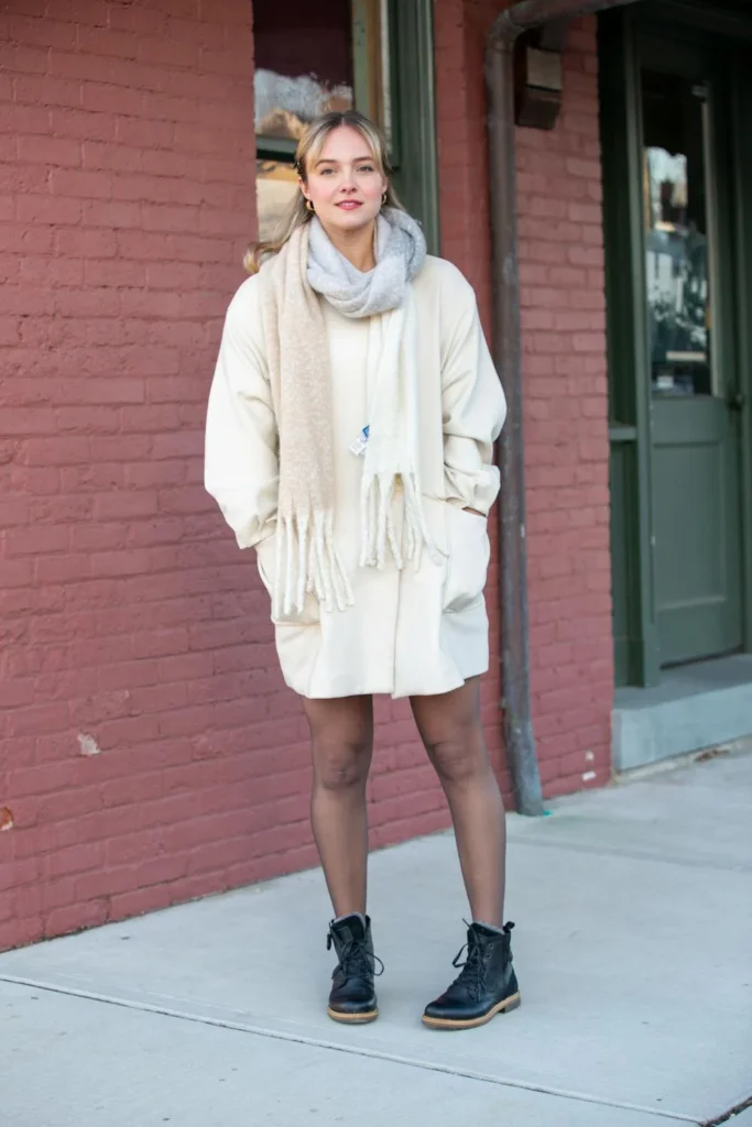 Dress with Tights and Cardigan