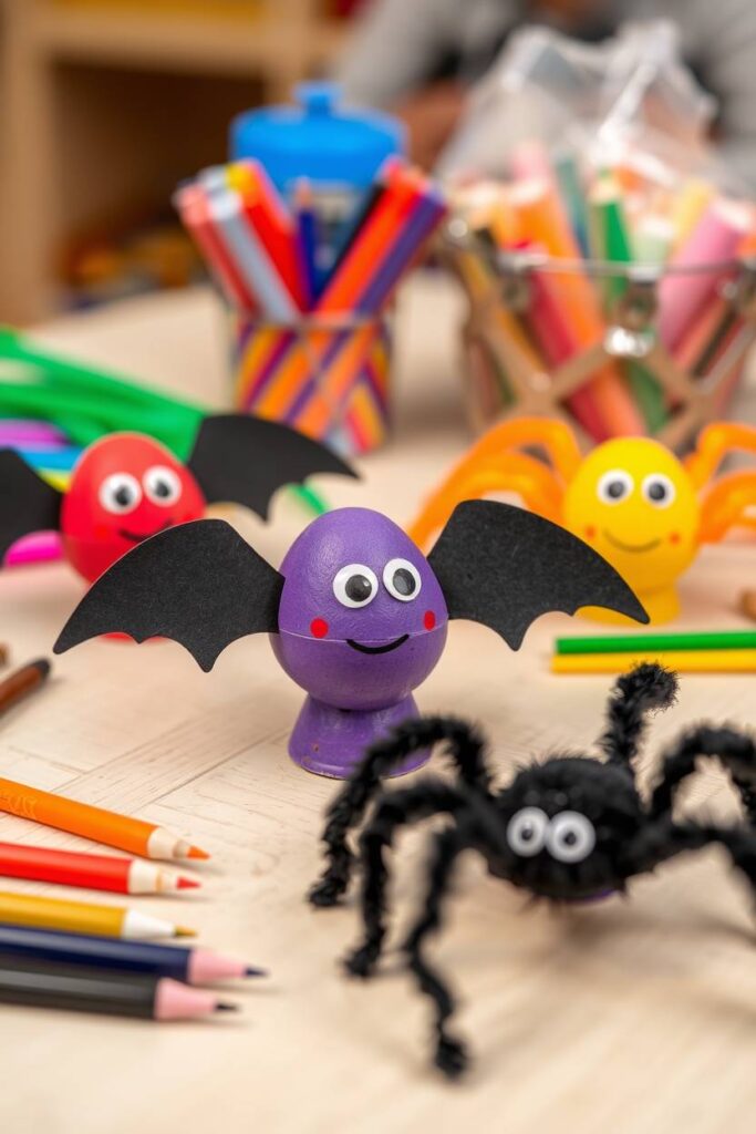 Egg Carton Bats and Spiders