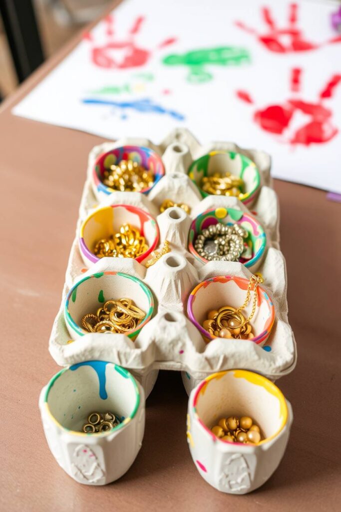 Egg Carton Jewelry Holder