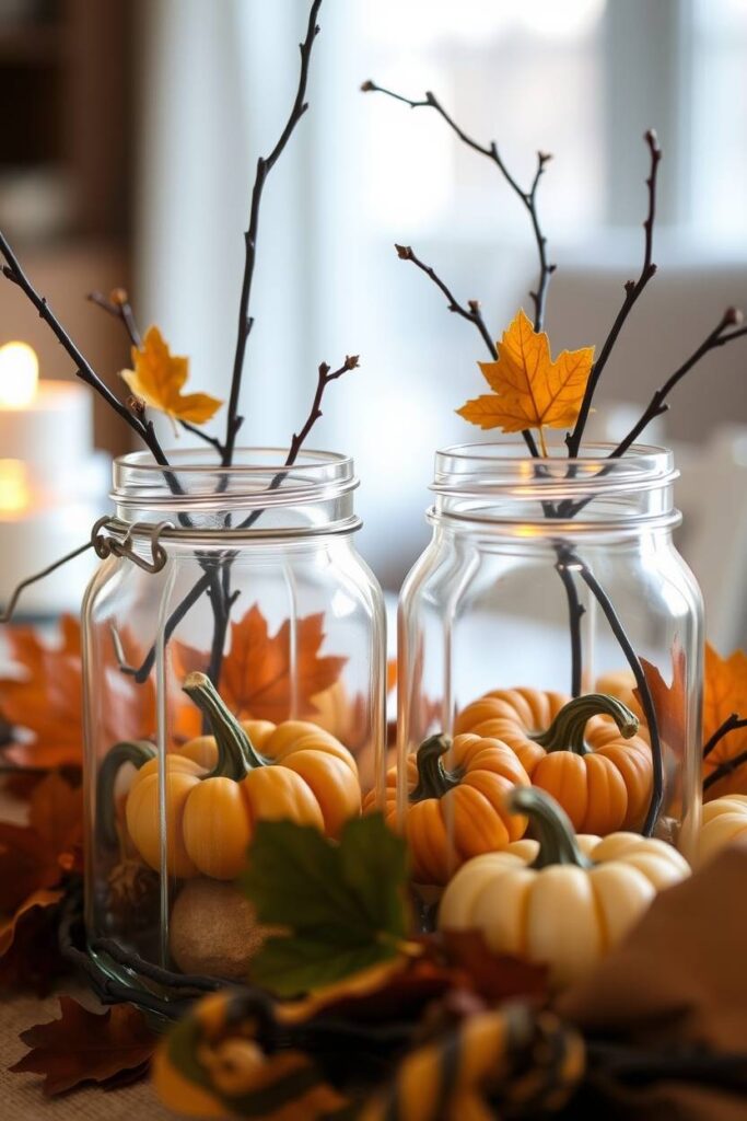 Fall Flower Centerpiece Jars