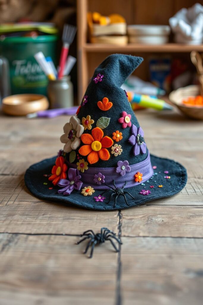 Felt Witch Hat with Decorations