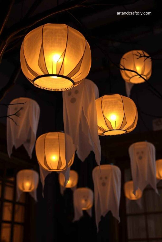 Ghost Lanterns with Styrofoam Balls