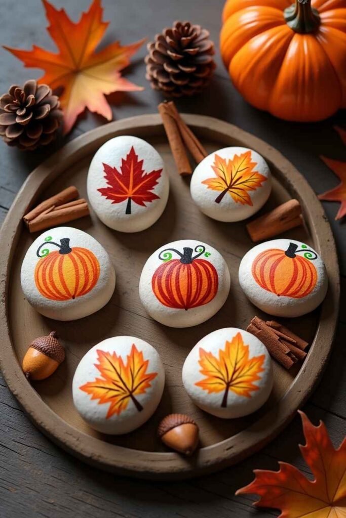 Painting rocks with fall