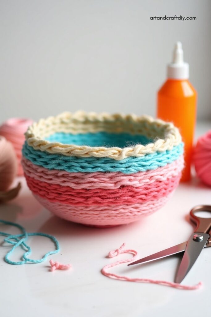 Yarn-Wrapped Balloon Bowl