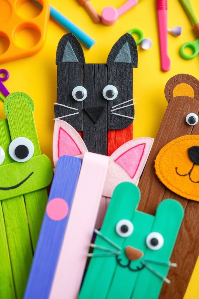 Animal Faces on Popsicle Sticks