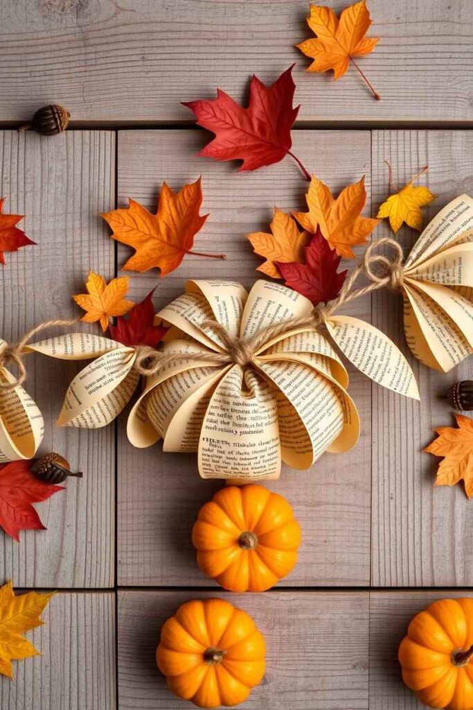 Book Page Pumpkin Garland