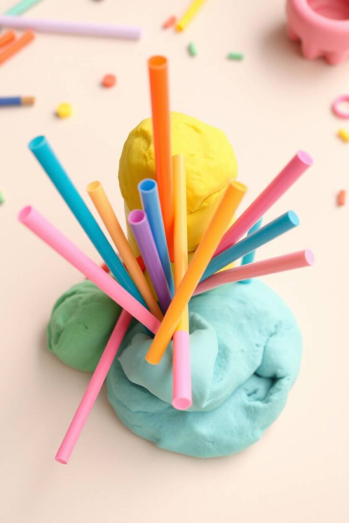 Build with Playdough and Straws