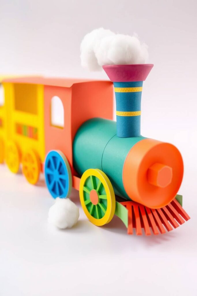 Cotton Ball Smoke Train Craft