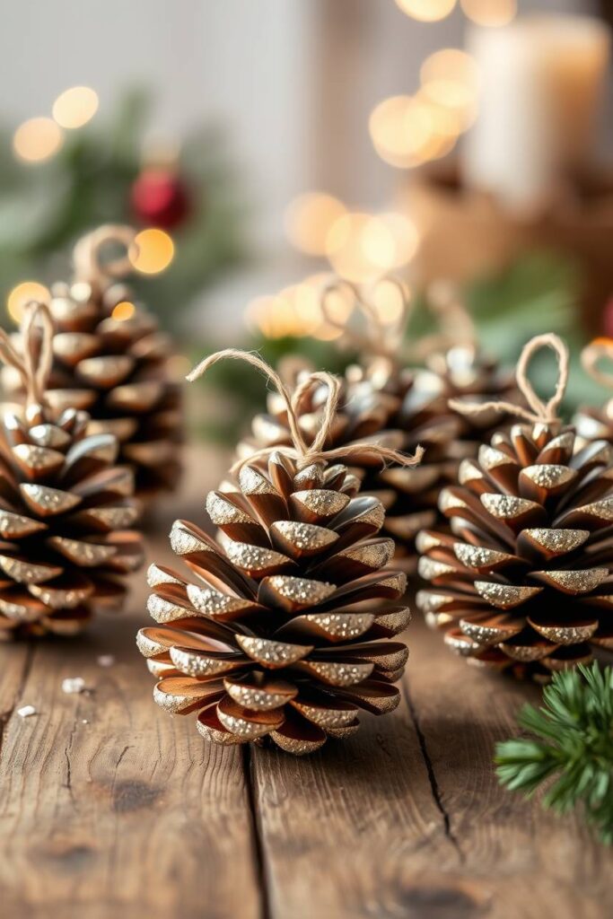 Glittery Pine Cone Ornaments