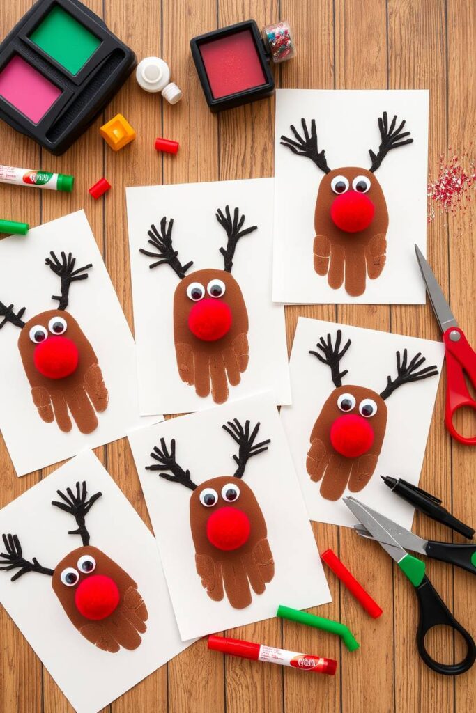 Kids' Fingerprint Reindeer Cards