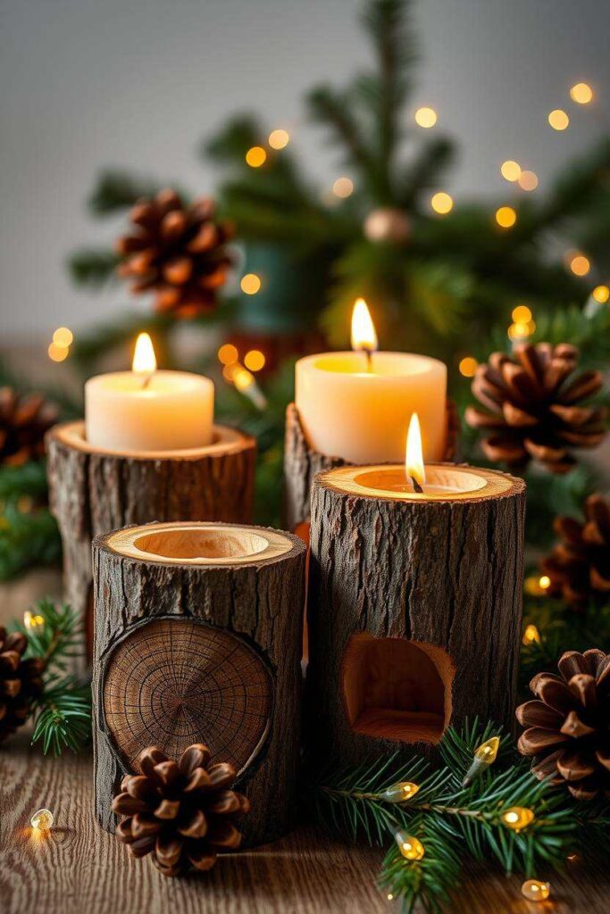 Log Candle Holders