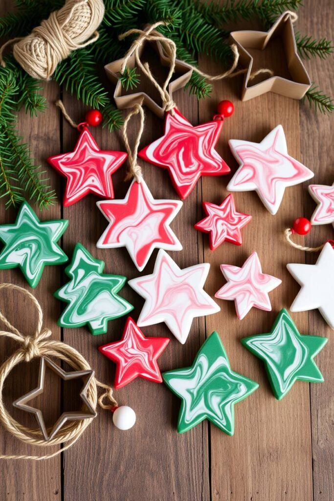 Marbled Clay Tree Ornaments