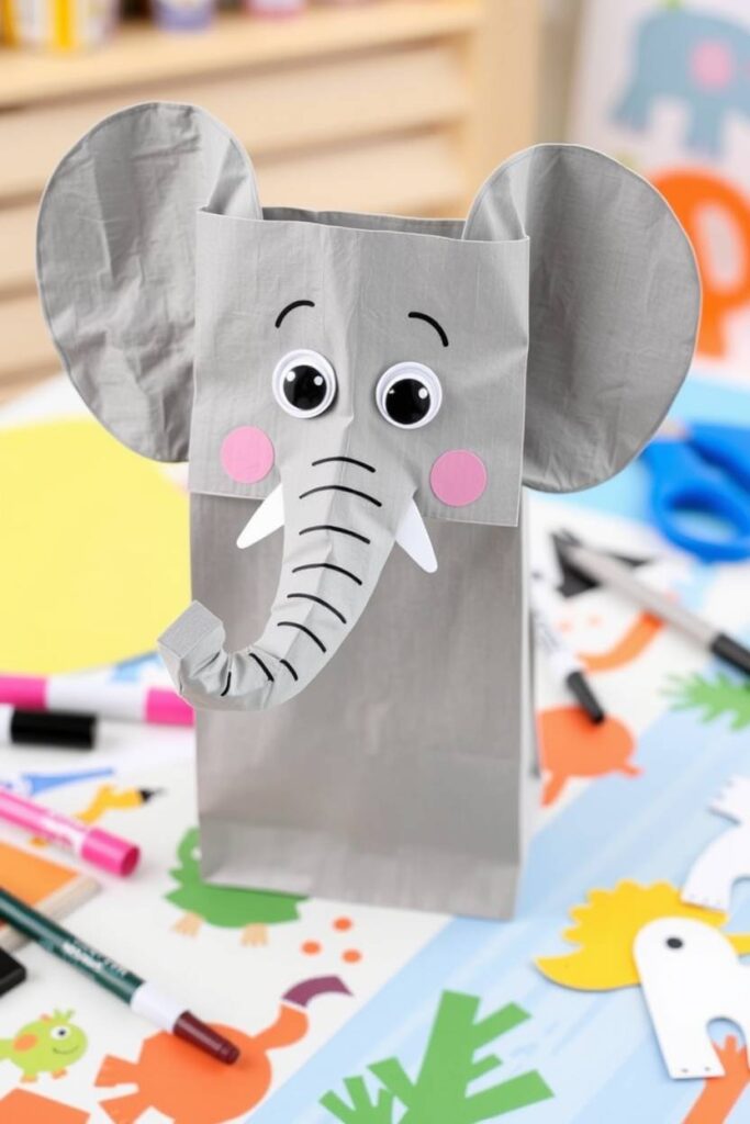 Paper Bag Elephant Puppet