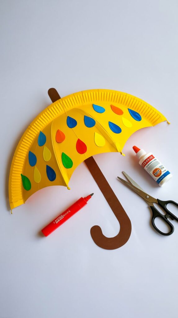 Paper Plate Umbrella Craft