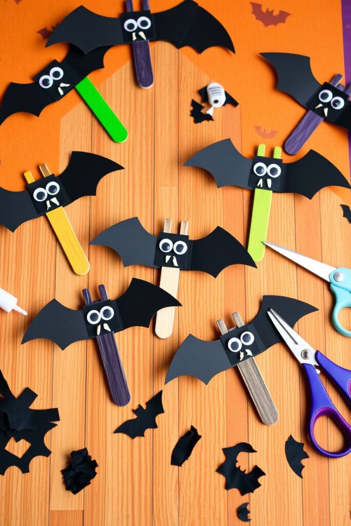 Popsicle Stick Bat Puppets