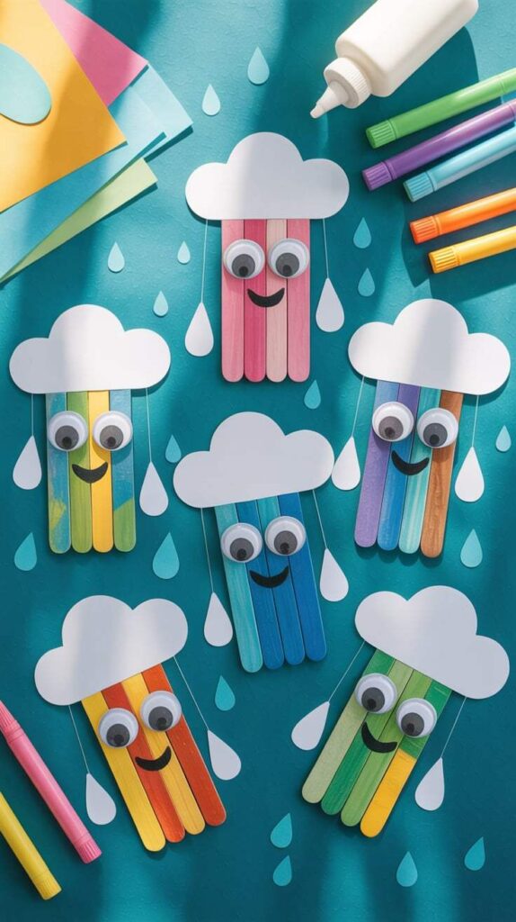 Popsicle Stick Rain Puppets