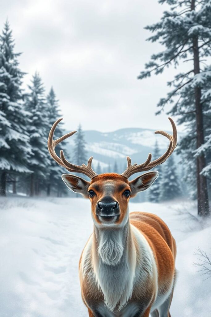 Reindeer in the Snow