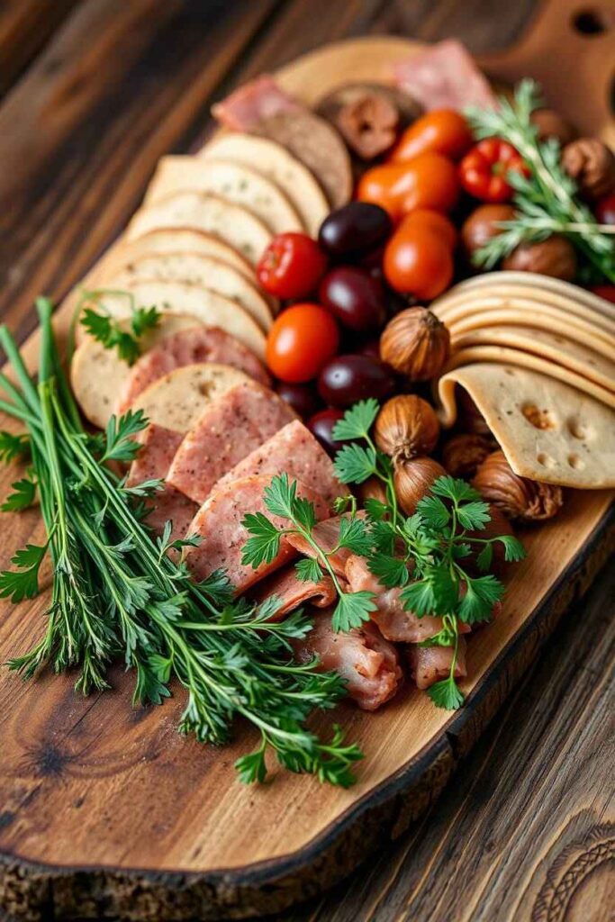 Rustic Thanksgiving Board with Fresh Herbs