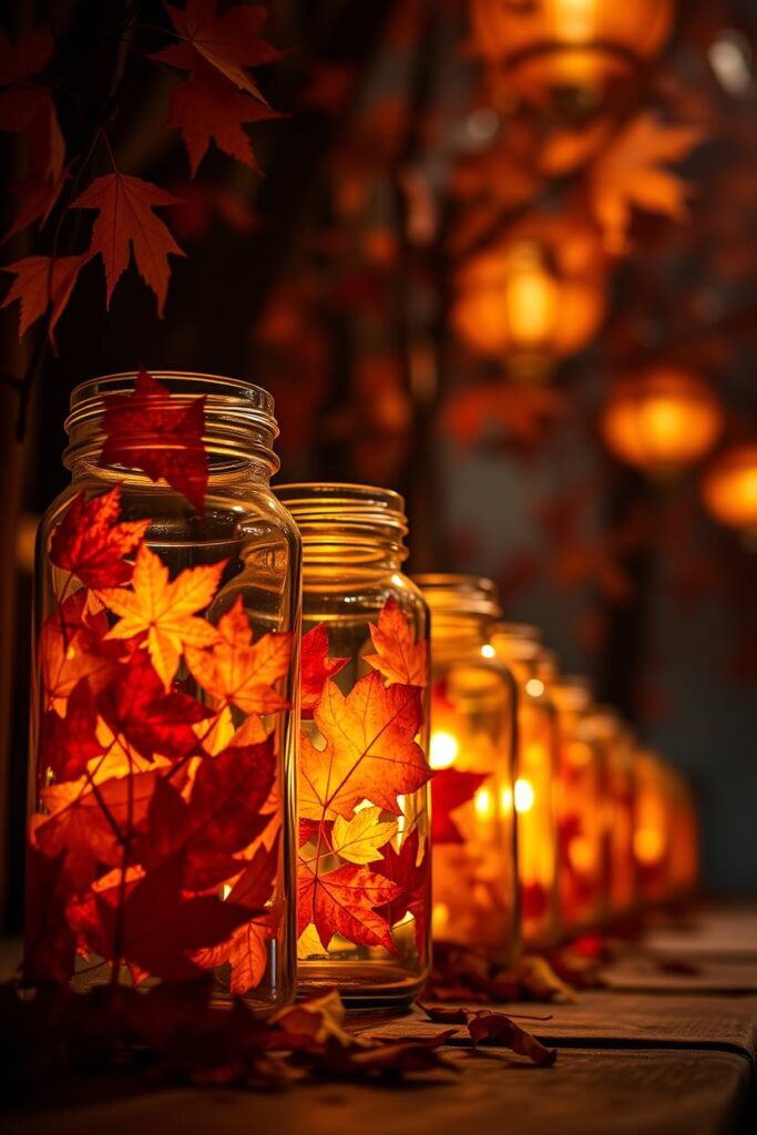 Stained Glass Effect Leaf Lanterns