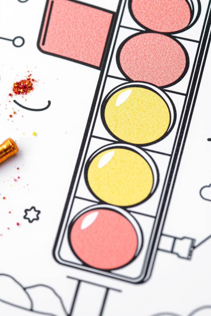Traffic Signal Coloring Sheet with Craft Elements