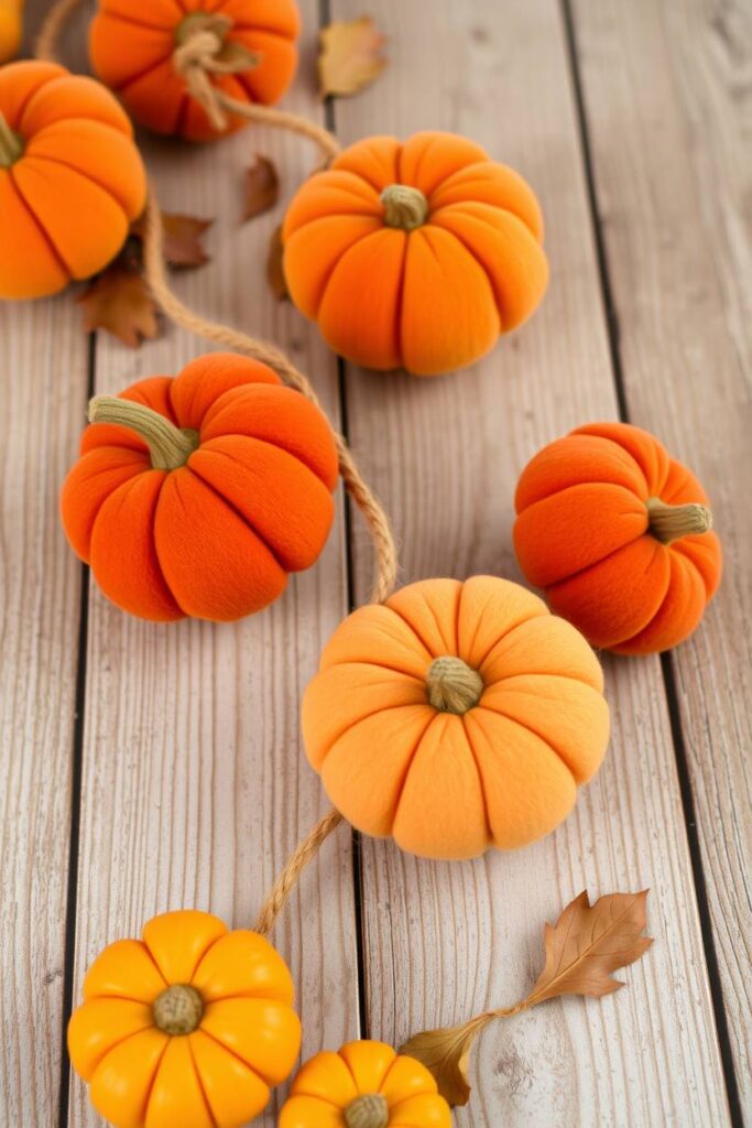 Upcycled Fabric Pumpkin Garland