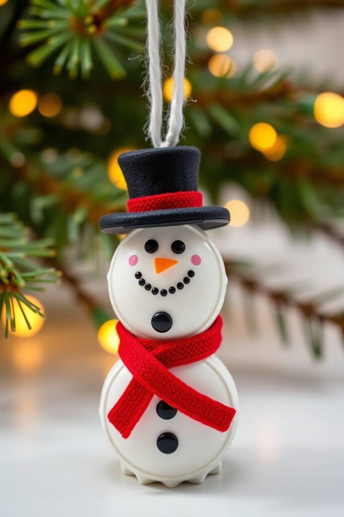 Bottle Cap Snowman Ornament