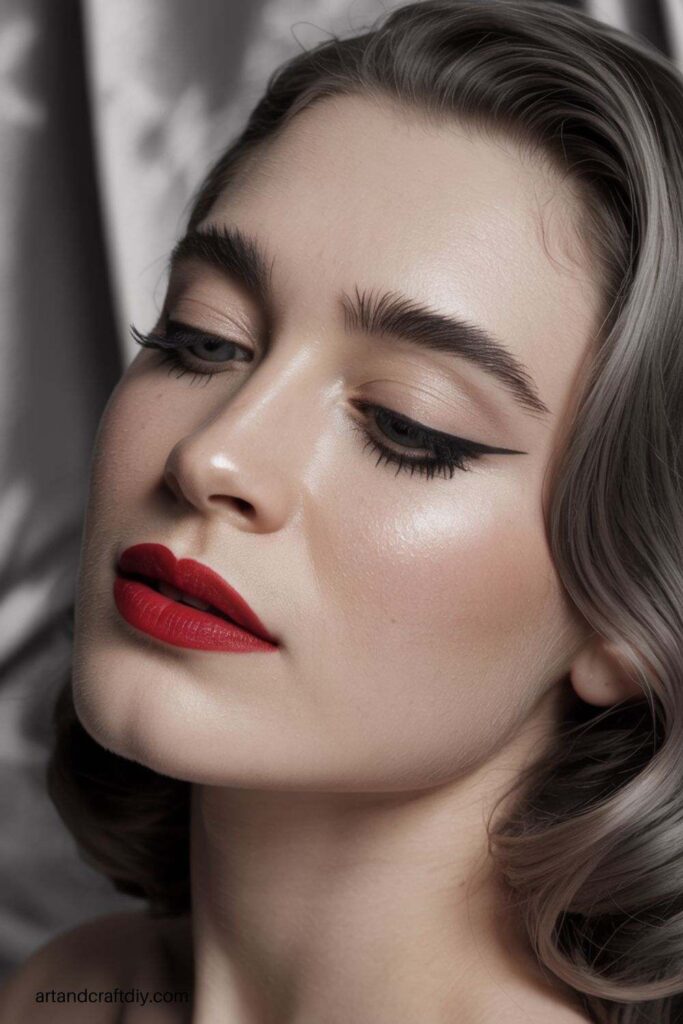 Classic Red Lips and Winged Liner