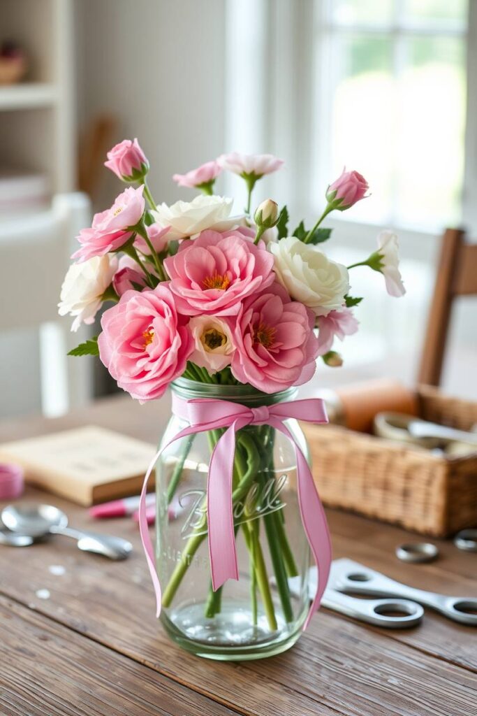 Decorated Mason Jar Vase