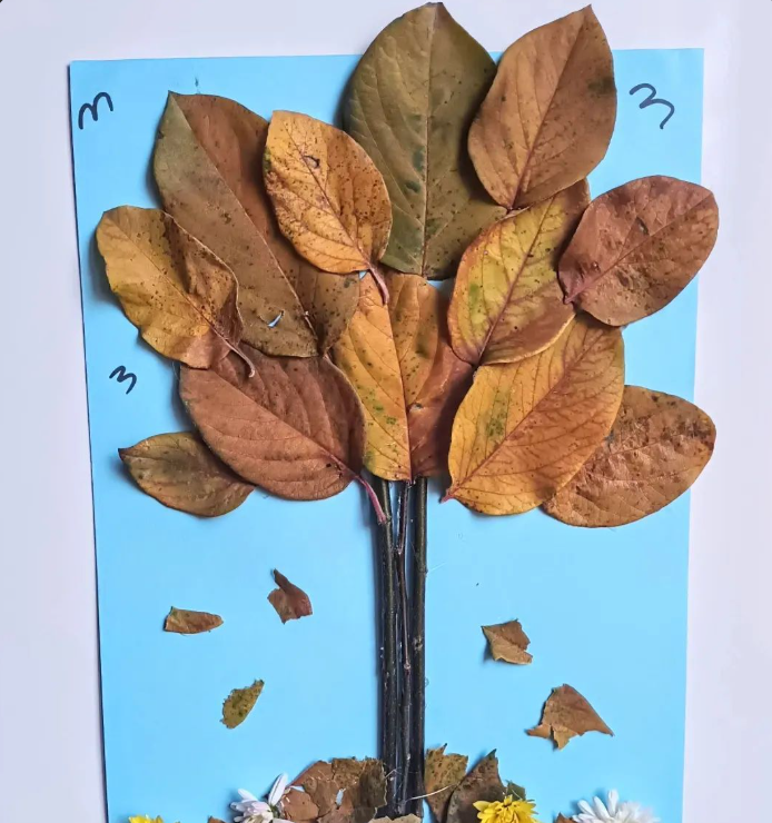 Fall Tree with Real Leaves