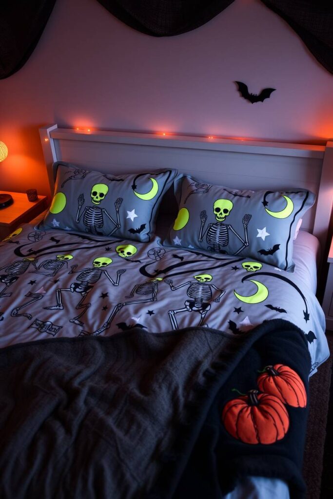 Halloween-themed bedding