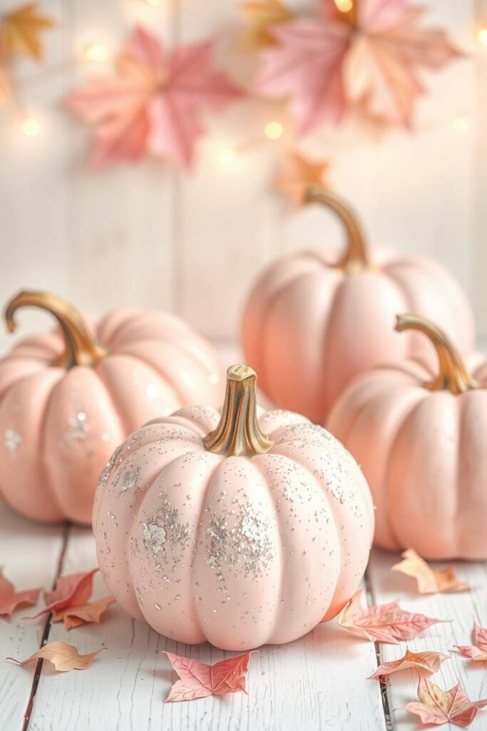 Pink pumpkins with glitter