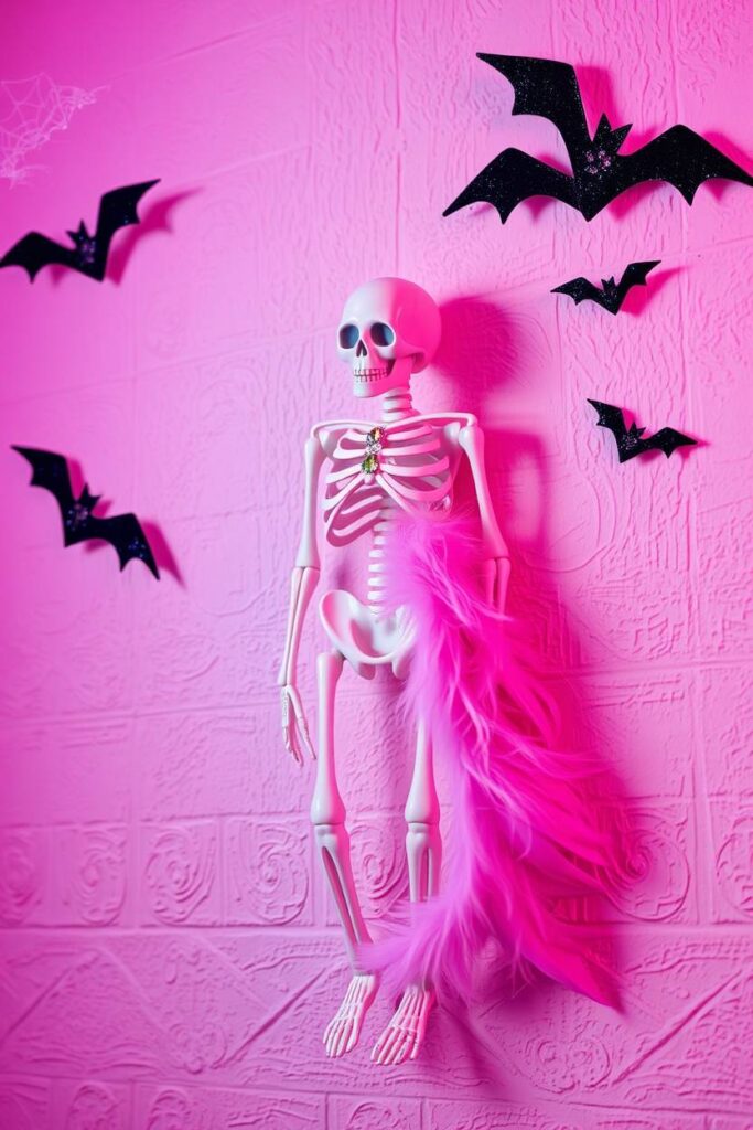 Pink skeleton wall hangings