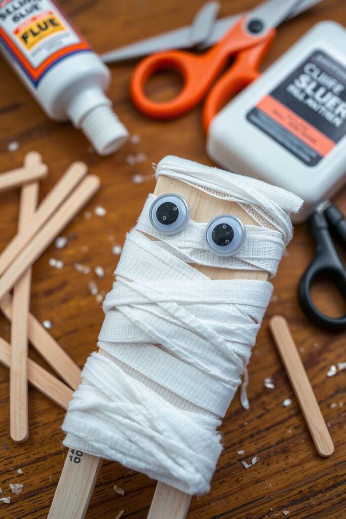 Popsicle Stick Mummy Puppet
