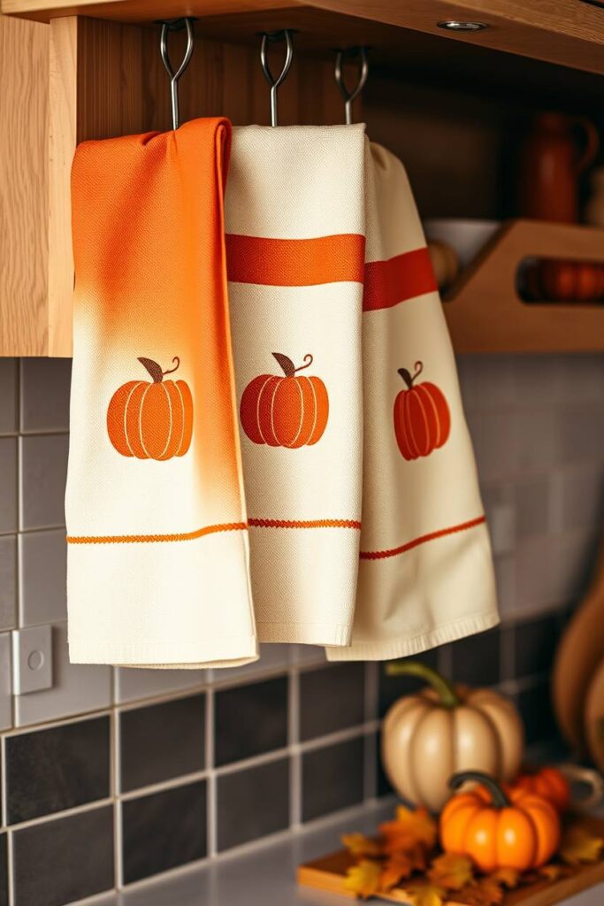 Pumpkin-Themed Dish Towels