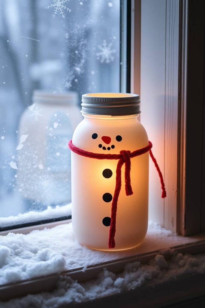 Snowman Mason Jar Luminary