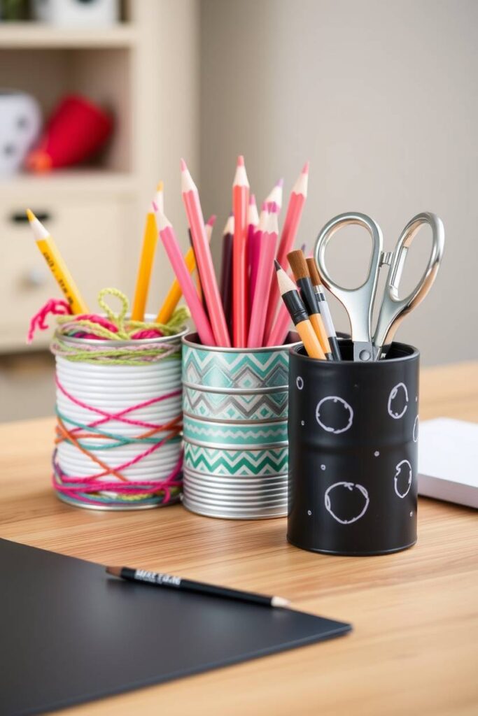Tin Can Pencil Holders