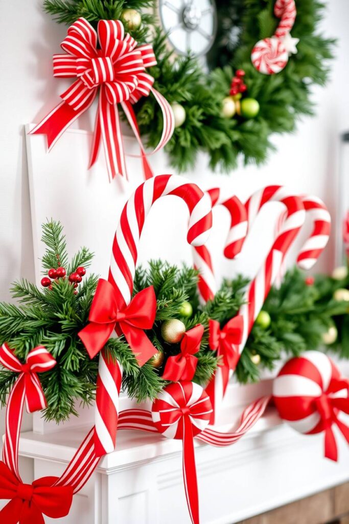 Whimsical Candy Cane Mantle